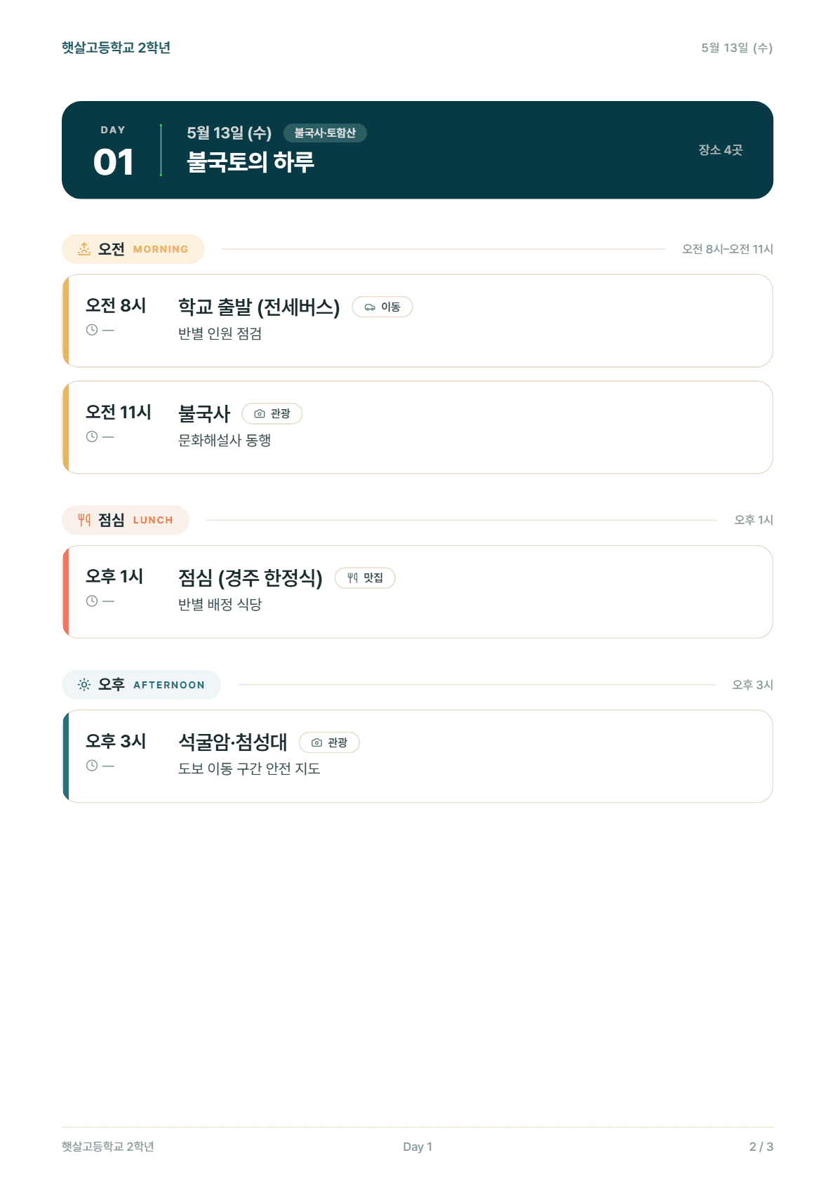 수학여행 일정표 실제 PDF 미리보기